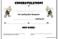 Free Spelling Bee Certificates Intended For Free Spelling Bee Award Certificate Template