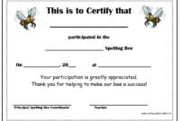 Free Spelling Bee Certificates With Free Spelling Bee Award Certificate Template