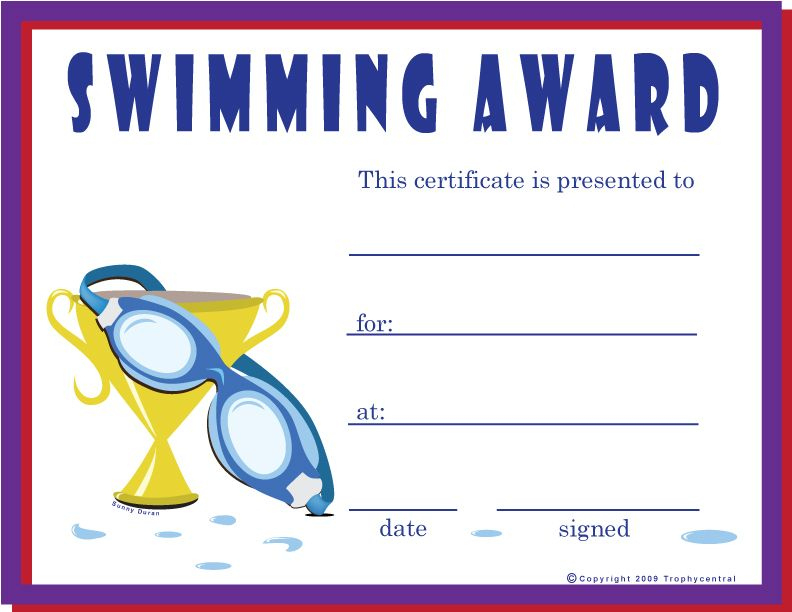Free Swimming Certificates, Printable Swimming Certificate For 11+ Swimming Certificate Templates Free