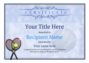 Free Tennis Certificate Templates Add Printable Badges Pertaining To Tennis Certificate Template Free