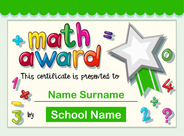 Free Vector | Certificate Template For Math Award Regarding Best Math Certificate Template