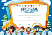 Free Vector | Certificate Template With Children In Winter With Regard To Children'S Certificate Template