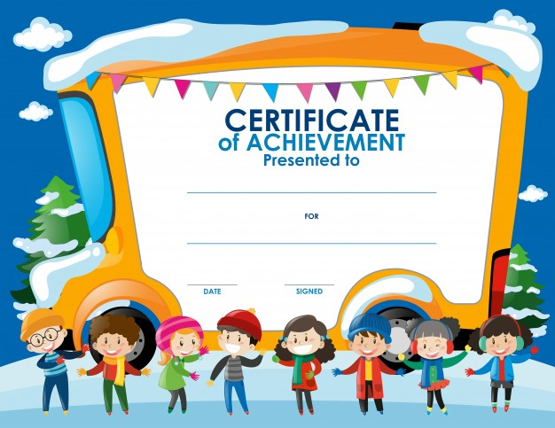 Free Vector | Certificate Template With Children In Winter With Regard To Children'S Certificate Template