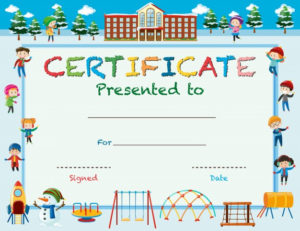 Free Vector | Certificate Template With Kids In Winter At School With Regard To Best Free School Certificate Templates