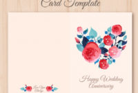 Free Vector | Wedding Anniversary Card With Watercolor Flowers Regarding 11+ Template For Anniversary Card