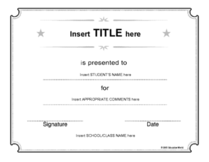 Generic Certificate Template | Education World With Best Generic Certificate Template