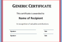 Generic Certificate Template In 2020 | Certificate Of Inside Generic Certificate Template