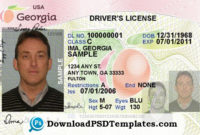 Georgia Driver'S License [Editable Psd Template Download Regarding Georgia Id Card Template