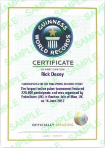 Get Your Own Guinness World Record Certificate Pokerstars Blog With Guinness World Record Certificate Template