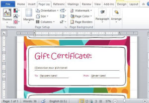 Gift Certificate Maker Template For Word 2013 For Word 2013 Regarding Quality Word 2013 Certificate Template