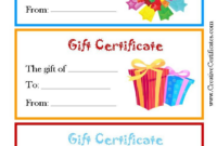 Gift Certificates | Free Printable Gift Certificates Throughout Free Kids Gift Certificate Template