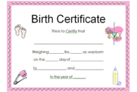Girl Birth Certificate Template (6) Templates Example With Printable Girl Birth Certificate Template