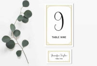 Gold Diy Table Numbers And Place Cards Within Table Number Cards Template