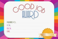 Good Job Certificate | Certificate Templates, Good Job Throughout Good Job Certificate Template