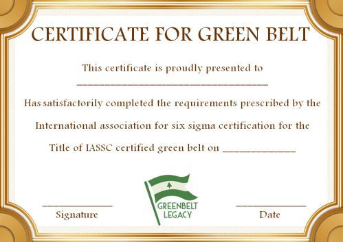 Green Belt Certificate: 10 Unique And Beautiful Templates Inside ...