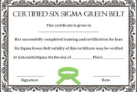 Green Belt Certificate: 10 Unique And Beautiful Templates With Green Belt Certificate Template