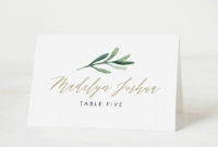Greenery Place Card Template Printable Place Cards Wedding With Regard To Quality Table Place Card Template Free Download