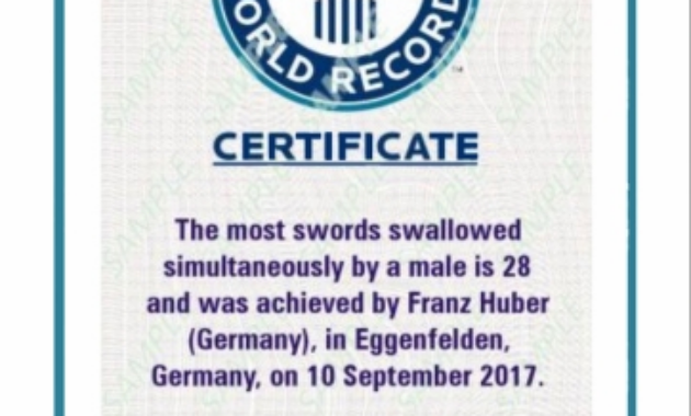 Guinness World Record Certificate Template (6 For Printable Guinness World Record Certificate Template