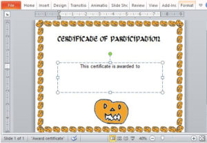 Halloween Award Certificate Template For Powerpoint For Halloween Certificate Template