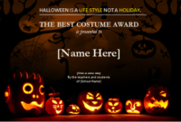 Halloween Best Costume Award Certificate | Word & Excel Throughout Halloween Certificate Template