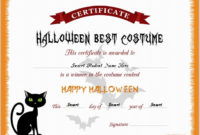 Halloween Best Costume Certificate Templates | Word & Excel Regarding Quality Halloween Certificate Template