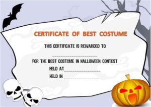 Halloween Costume Award Certificate Template | Certificate Regarding Quality Halloween Certificate Template