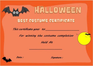 Halloween Innovative Costume Award Certificate Template Throughout Best Halloween Costume Certificate Template
