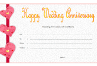 Happy Anniversary Gift Certificate Template Free 2 In 2020 With Anniversary Certificate Template Free