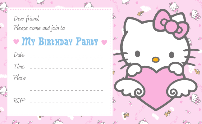 Hello Kitty Printable Birthday Invitations | Hello Kitty In Free Hello Kitty Birthday Card Template Free
