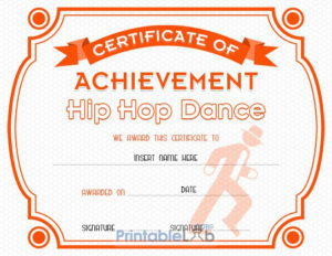 Hip Hop Dance Certificate Format In Blaze Orange, Your Pink Intended For Dance Certificate Template