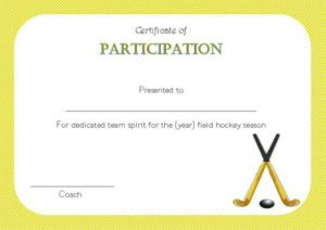 Hockey Certificate Of Participation | Certificate Templates For Hockey Certificate Templates