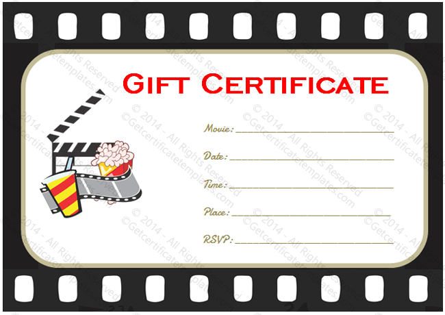 Holiday Gift Certificate Template (Movie Tickets, #5531) In In Movie Gift Certificate Template