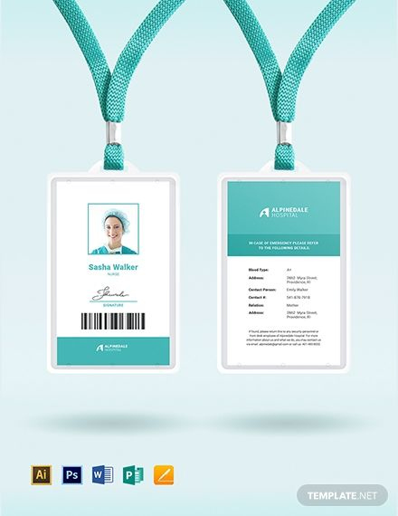 Hospital Staff Id Card Template Word | Psd | Apple Pages With Professional Hospital Id Card Template