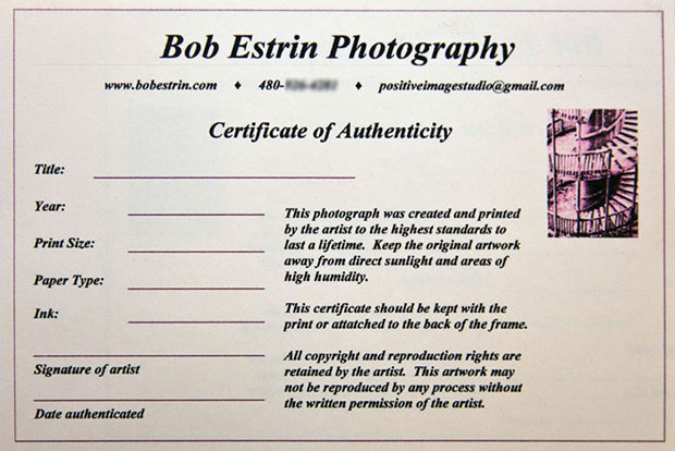 How To Create A Certificate Of Authenticity For Your Photography Inside Certificate Of Authenticity Photography Template