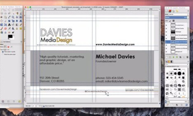How To Design A Business Card In Gimp (Tutorial) | Davies Throughout Printable Gimp Business Card Template