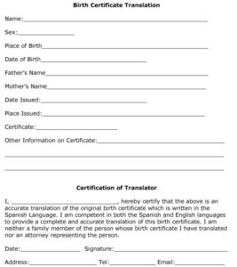 How To Translate A Mexican Birth Certificate To English Inside Birth Certificate Translation Template Uscis
