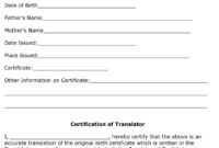 How To Translate A Mexican Birth Certificate To English Throughout Quality Uscis Birth Certificate Translation Template
