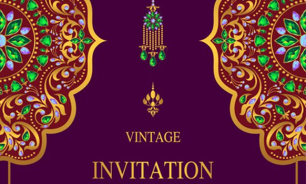 India Styles Vintage Invitation Card Vector Template 06 Inside Quality Indian Wedding Cards Design Templates