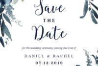 Indigo Flowers Save The Date Card Template | Greetings Pertaining To Quality Save The Date Cards Templates