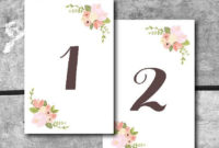 Instant Download Rustic Floral Table Numbersitsybelle On Pertaining To Printable Table Number Cards Template