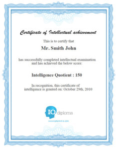 Iq Diploma Free Iq Test | Iq Certification | High Iq Score Inside Free Iq Certificate Template