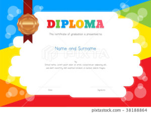 Kids Summer Camp Diploma Or Certificate Template Stock Throughout Summer Camp Certificate Template