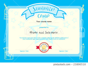 Kids Summer Camp Document Certificate Template Stock In Summer Camp Certificate Template