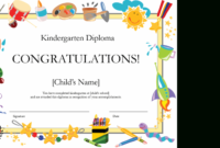 Kindergarten Diploma Certificate For Graduation Certificate Template Word