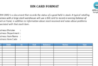 Kostenloses Bin Card Format Excel In Free Bin Card Template