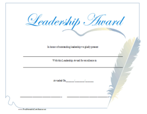 Leadership Award Certificate Printable Certificate Pertaining To Leadership Award Certificate Template