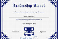 Leadership Award Certificate Template In Navy Blue, Midnight Pertaining To Leadership Award Certificate Template