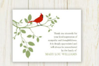 Leaves And Bird Sympathy Thank You Card Printable Regarding Best Sympathy Thank You Card Template
