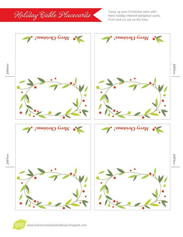 Lemon Squeezy: Day 12: Place Cards | Christmas Card With Regard To Christmas Table Place Cards Template