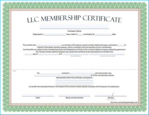 Llc Membership Certificate Template (8) | Professional For Llc Membership Certificate Template